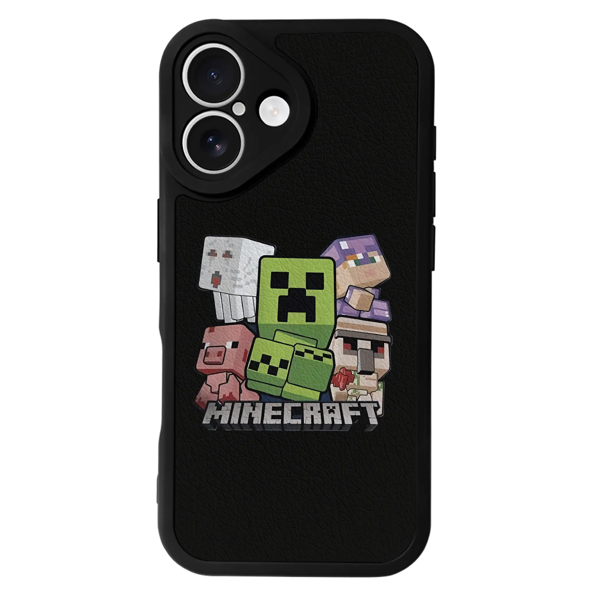 マイクラ グッズ  マイクラ - IPhone 16シリーズ対応 ・ シリコンスマホケース ・ レザー調 ・ 高精度フィット ・ 耐衝撃 ・ ワイヤレス充電対応 ・ 精密カット